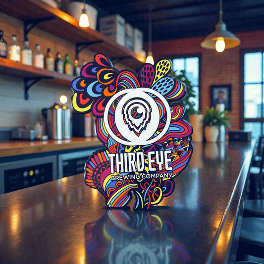Third Eye Brewing Co Psychedelic Paisley Collectible Tin Tacker Metal Beer Sign