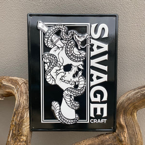 Savage Craft Ale Works Logo Tin Tacker Metal Beer Sign