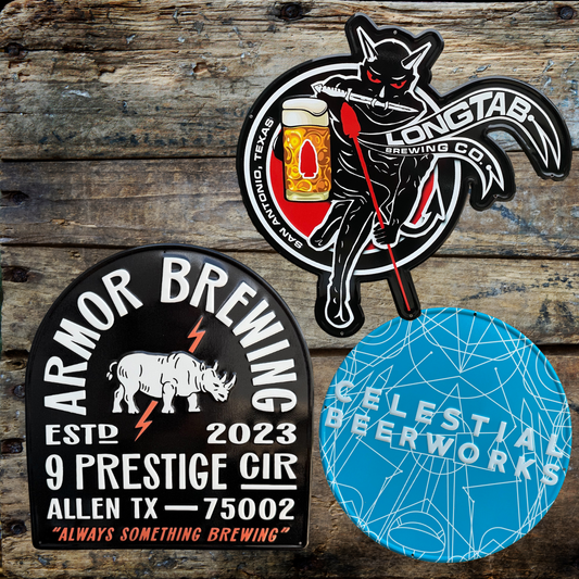 Texas Collectible Beer Signs Tin Tackers - Set of 3