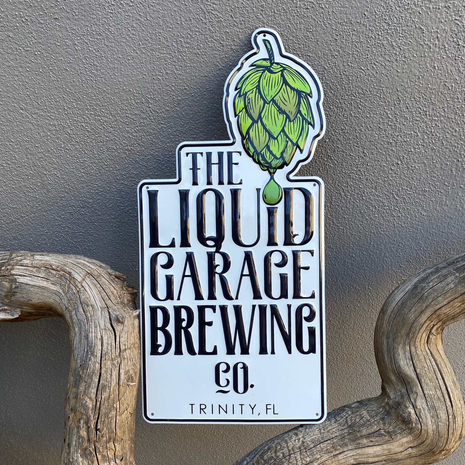 The Liquid Garage Brewing Co Tin Tacker Metal Beer Sign – Tin Tackers