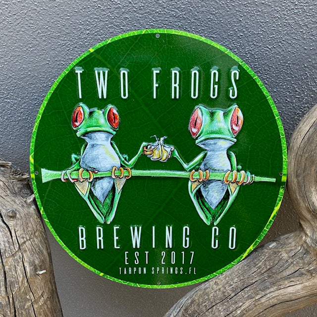 Two Frogs Brewing Co Tin Tacker Metal Beer Sign