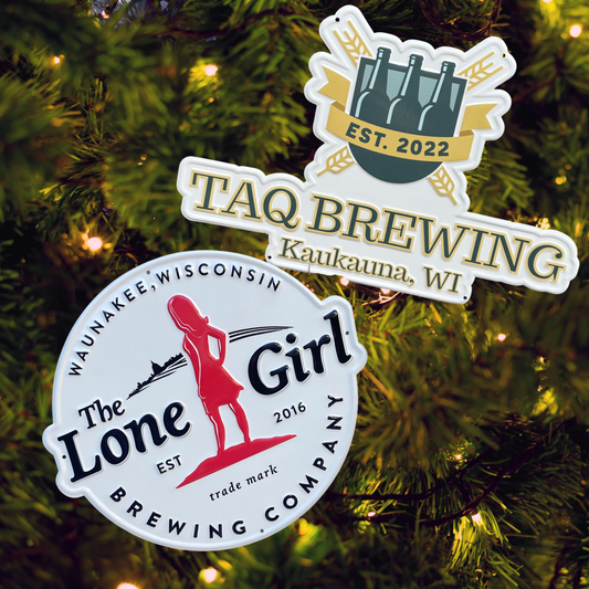 Wisconsin Collectible Craft Beer Signs Tin Tackers - Set of 2