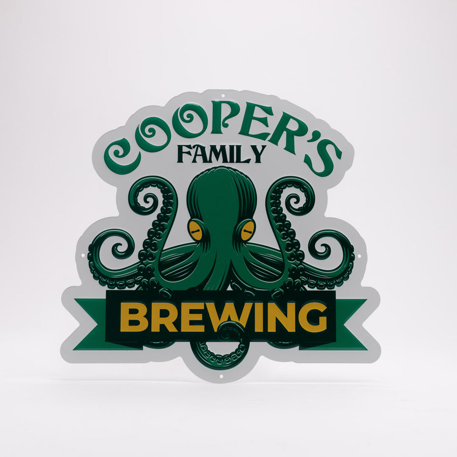 Cooper's Family Brewing Tin Tacker Metal Beer Sign