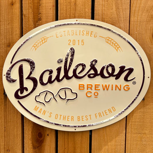 Baileson Brewing Co "Man's Other Best Friend" Collectible Tin Tacker Metal Beer Sign