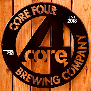Core Four 4 Brewing Co Laser Cut Tin Tacker Metal Beer Sign