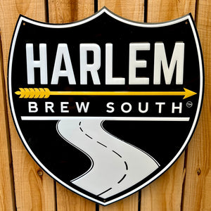 Harlem Brew South Shield Logo Tin Tacker Metal Beer Sign
