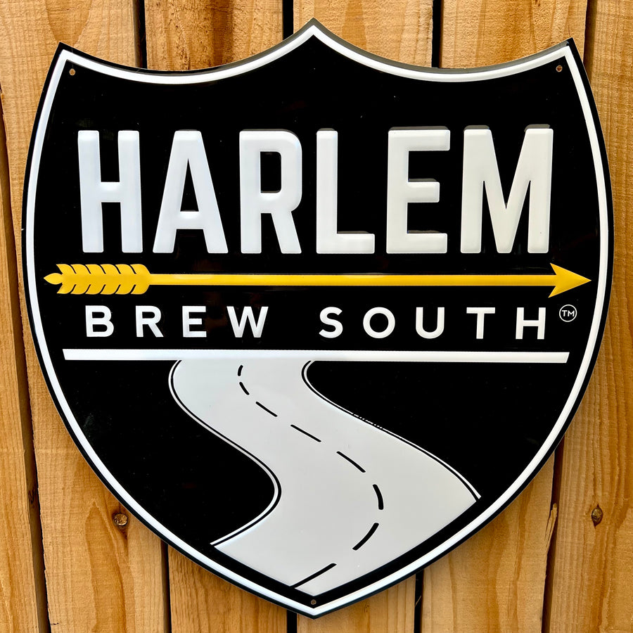 Harlem Brew South Shield Logo Tin Tacker Metal Beer Sign