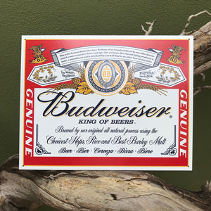 Budweiser King of Beers Label Metal Beer Sign Tin Tacker
