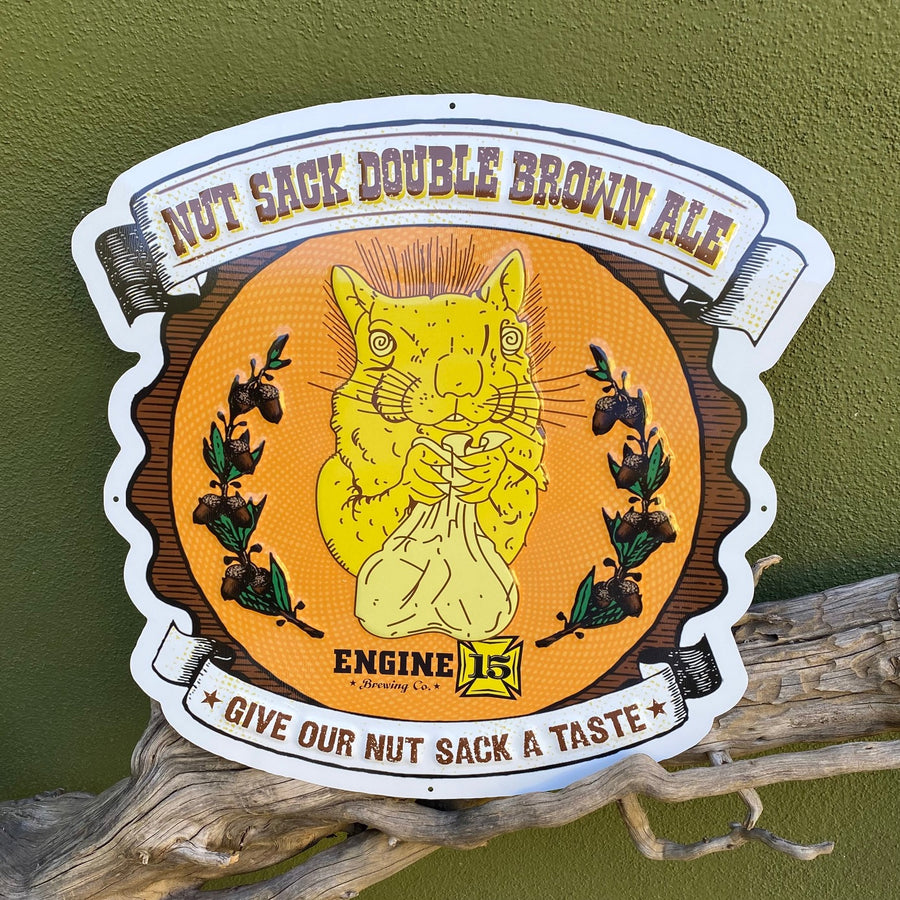Nut Sack Double Brown Ale from Engine 15 Brewing Co Tin Tacker