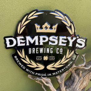 Dempsey's Brewing Co Embossed Aluminum Tin Tacker