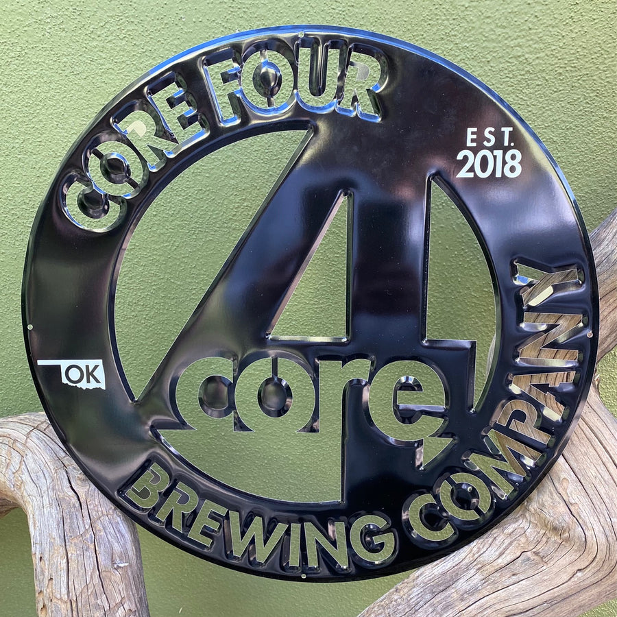 Core Four 4 Brewing Co Laser Cut Tin Tacker Metal Beer Sign