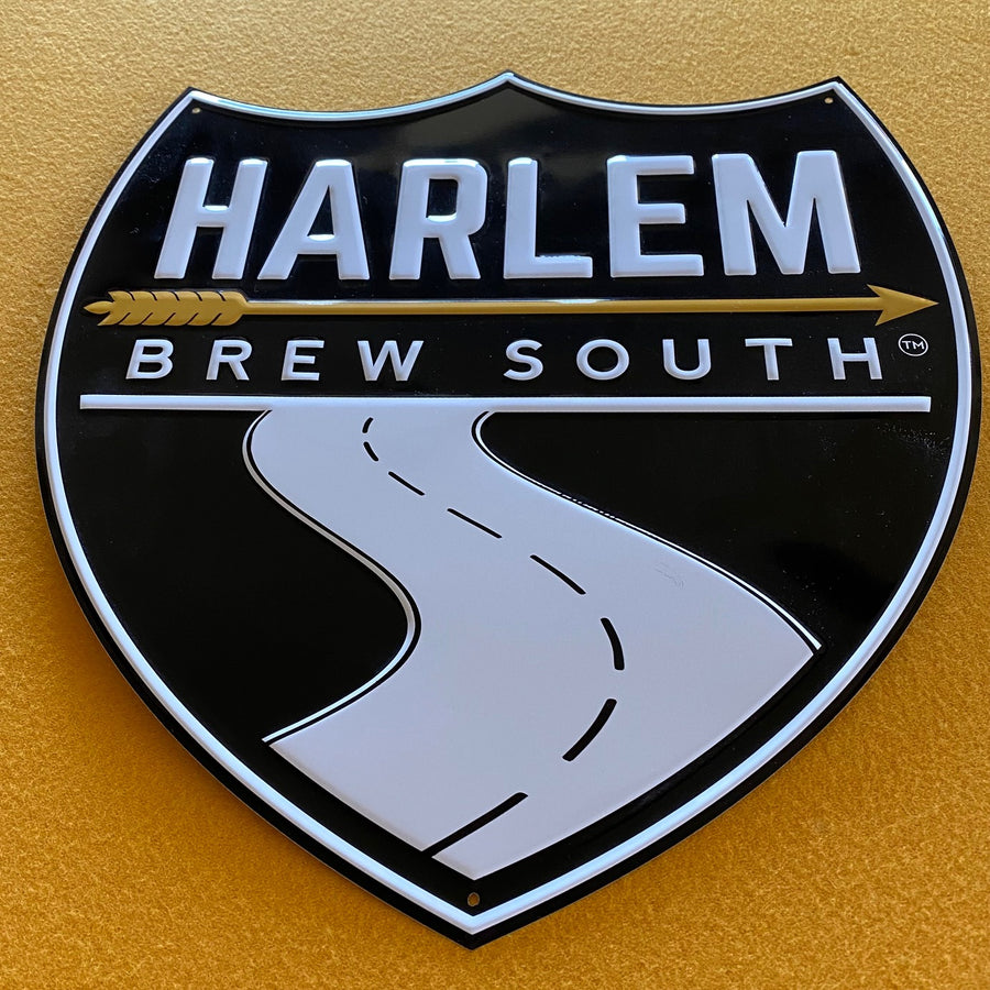 Harlem Brew South Shield Logo Tin Tacker Metal Beer Sign