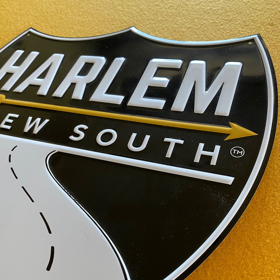 Harlem Brew South Shield Logo Tin Tacker Metal Beer Sign