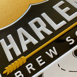 Harlem Brew South Shield Logo Tin Tacker Metal Beer Sign