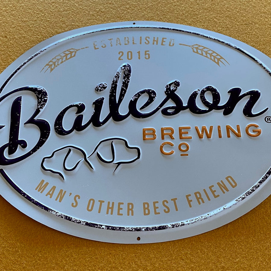 Baileson Brewing Co "Man's Other Best Friend" Tin Tacker Metal Beer Sign