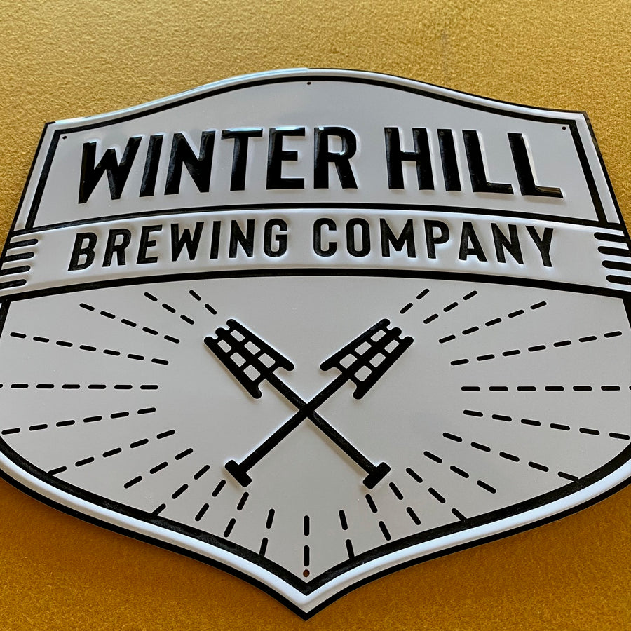Winter Hill Brewing Embossed Aluminum Sign Tin Tacker