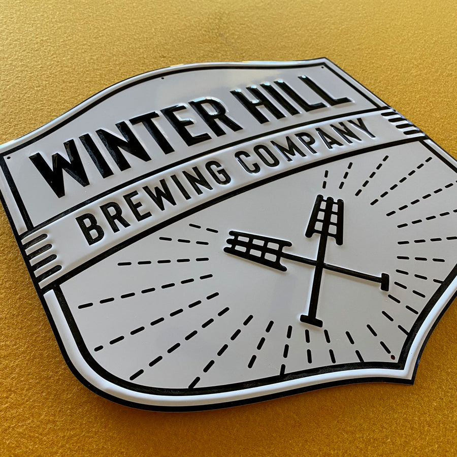 Winter Hill Brewing Embossed Aluminum Sign Tin Tacker