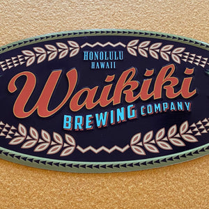 Waikiki Brewing Co Small Logo Tin Tacker Metal Beer Sign