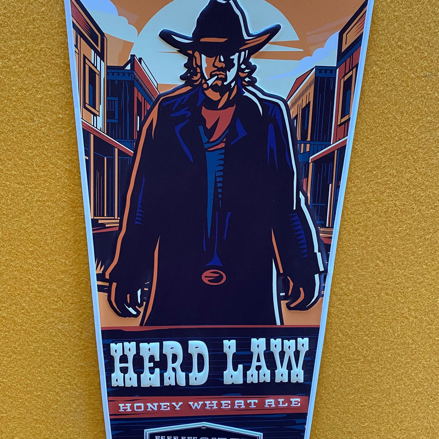 Kinkaider Brewing Co Herd Law Honey Wheat Ale Tin Tacker Metal Beer Sign