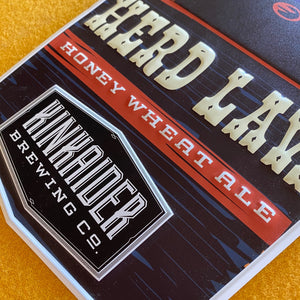 Kinkaider Brewing Co Herd Law Honey Wheat Ale Tin Tacker Metal Beer Sign