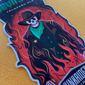 Kinkaider Brewing Co Devil's Gap Jalapeno Ale Tin Tacker Metal Beer Sign