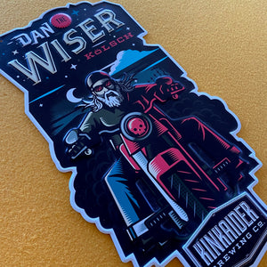 Kinkaider Brewing Co Dan the Wiser Kolsch Tin Tacker Metal Beer Sign