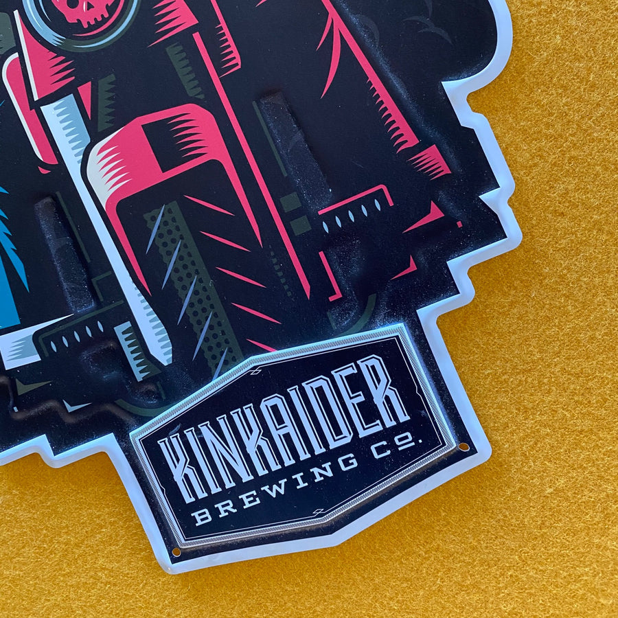 Kinkaider Brewing Co Dan the Wiser Kolsch Tin Tacker Metal Beer Sign