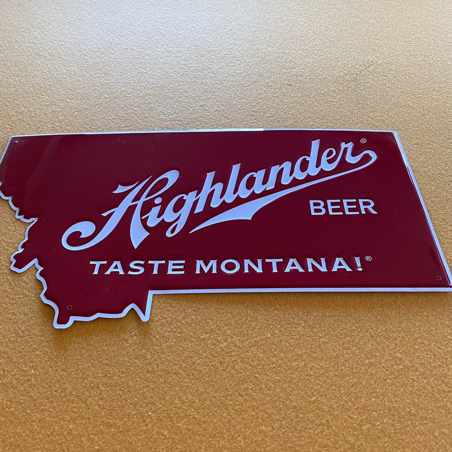 Highlander Beer Missoula Montana Tin Tacker Metal Beer Sign