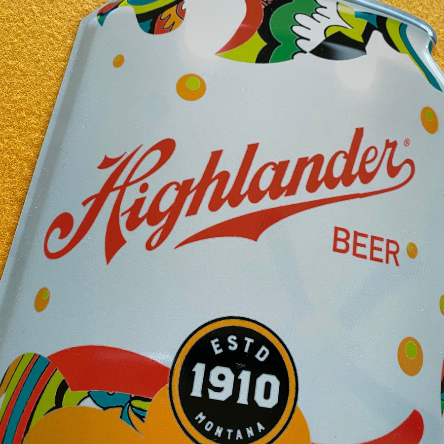 Highlander Beer Strange Haze IPA Can Tin Tacker Metal Beer Sign