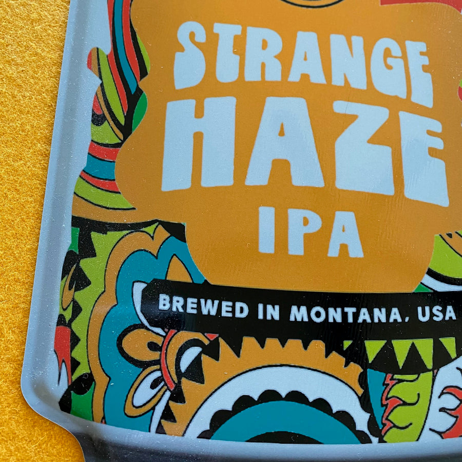 Highlander Beer Strange Haze IPA Can Tin Tacker Metal Beer Sign
