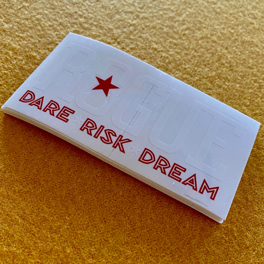 Rogue Ales White on Clear Dare Risk Dream Sticker