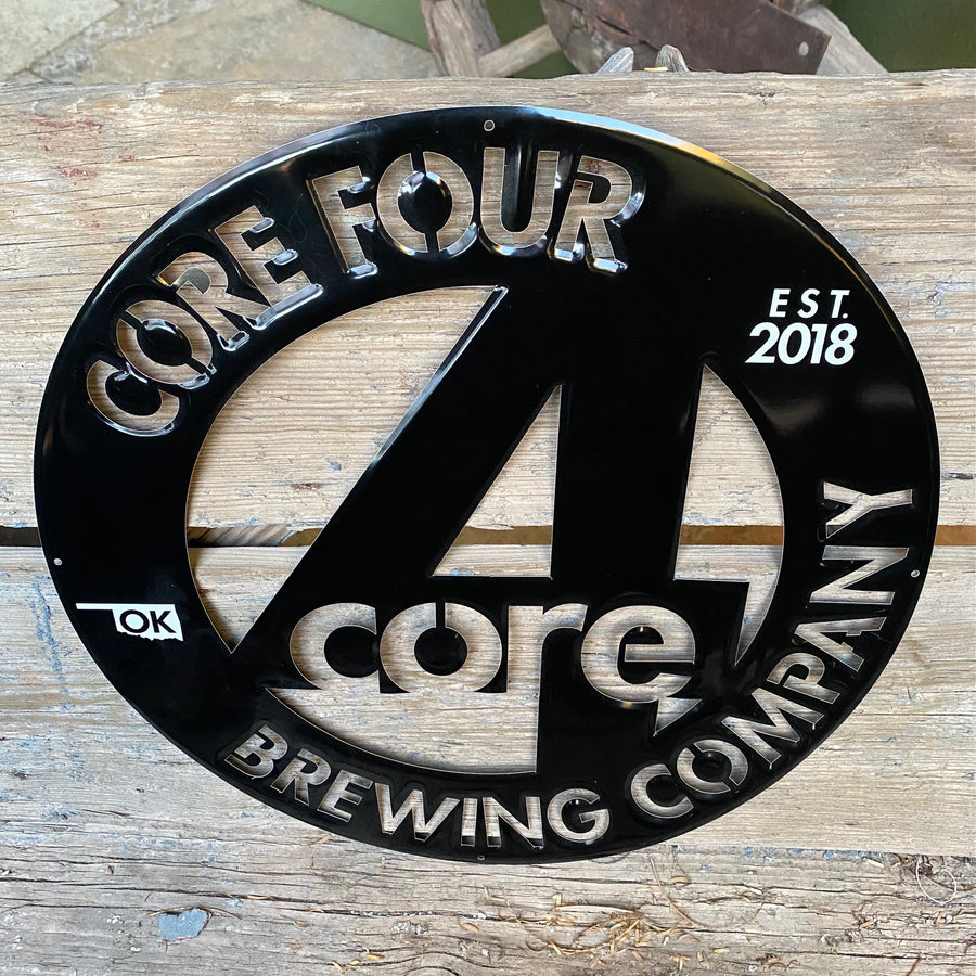 Core Four 4 Brewing Co Laser Cut Tin Tacker Metal Beer Sign