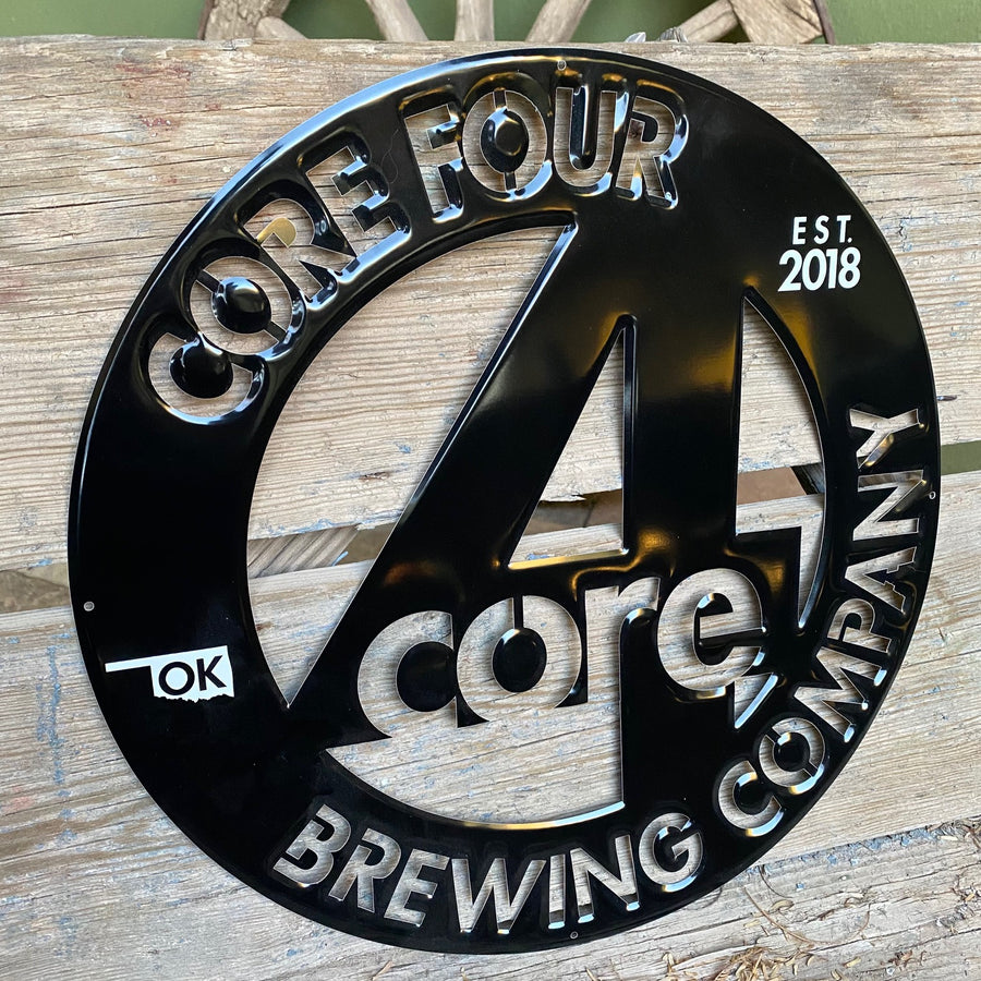 Core Four 4 Brewing Co Laser Cut Tin Tacker Metal Beer Sign