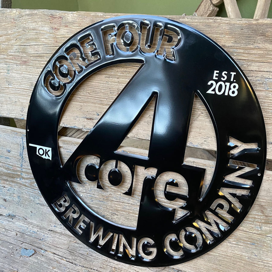 Core Four 4 Brewing Co Laser Cut Tin Tacker Metal Beer Sign