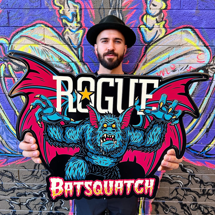 Rogue Ales Batsquatch Tin Tacker Metal Beer Sign