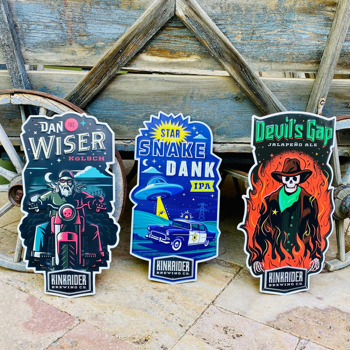 Set of 3 Kinkaider Brewing Co Devil's Gap, Star Snake Dank, and Dan the Wiser Tin Tackers