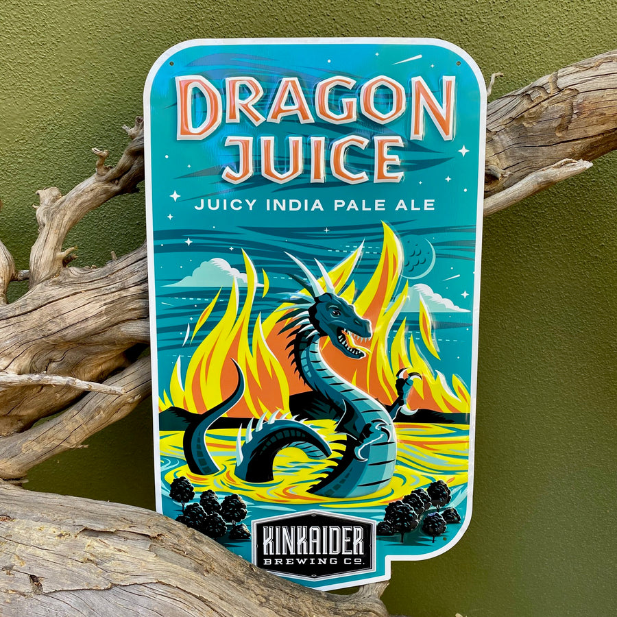 Kinkaider Brewing Co Dragon Juice Tin Tacker Metal Beer Sign