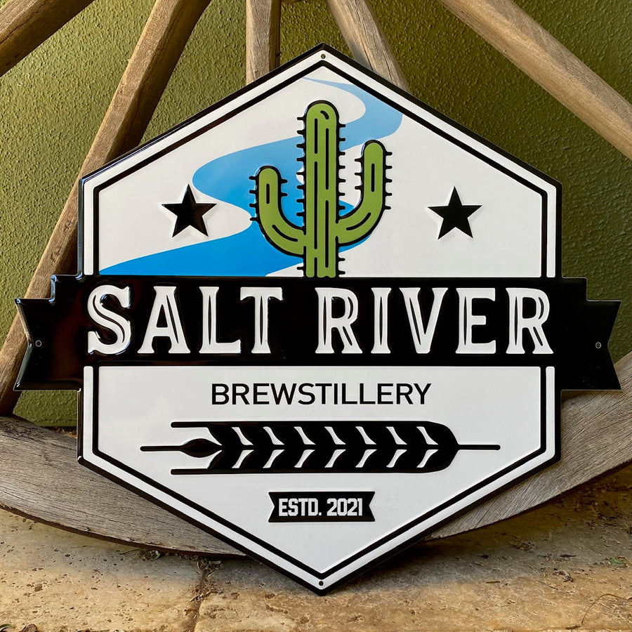 Salt River Brewstillery Tin Tacker Metal Beer Sign