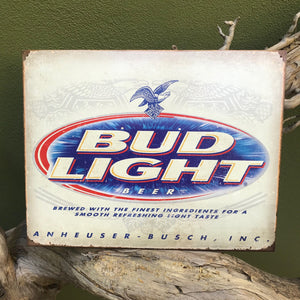 Vintage Look Bud Light Logo Metal Beer Sign Tin Tacker
