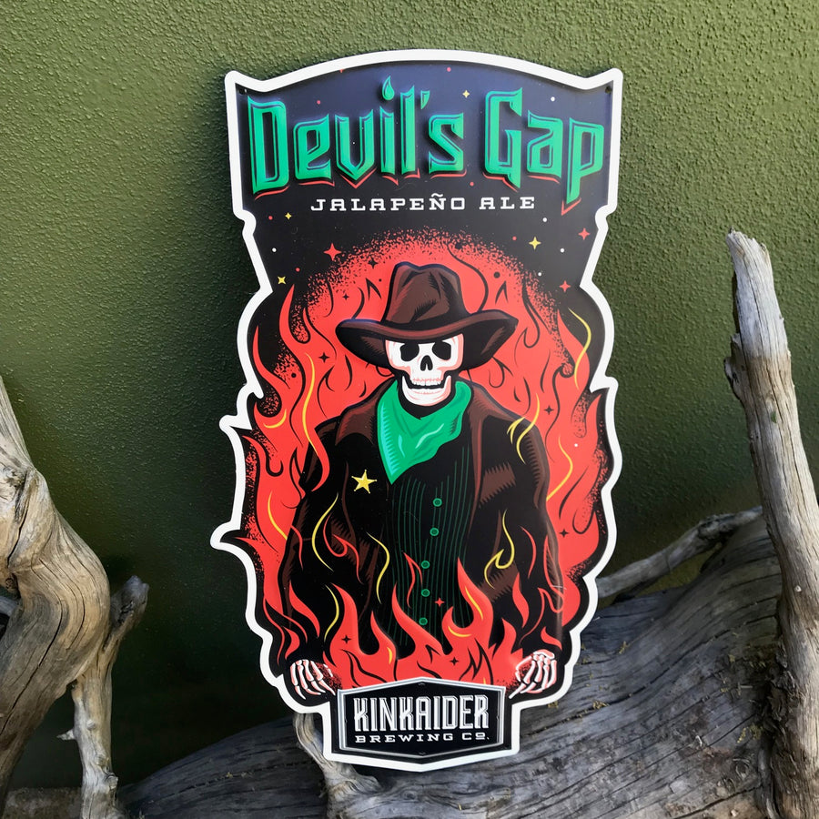 Set of 2 Kinkaider Brewing Co Devil's Gap and Snow Beast Tin Tacker Metal Beer Signs