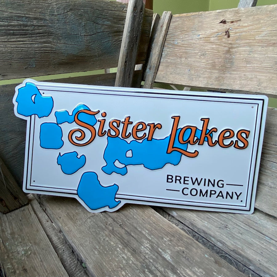 Sister Lakes Brewing Co Tin Tacker Metal Beer Sign
