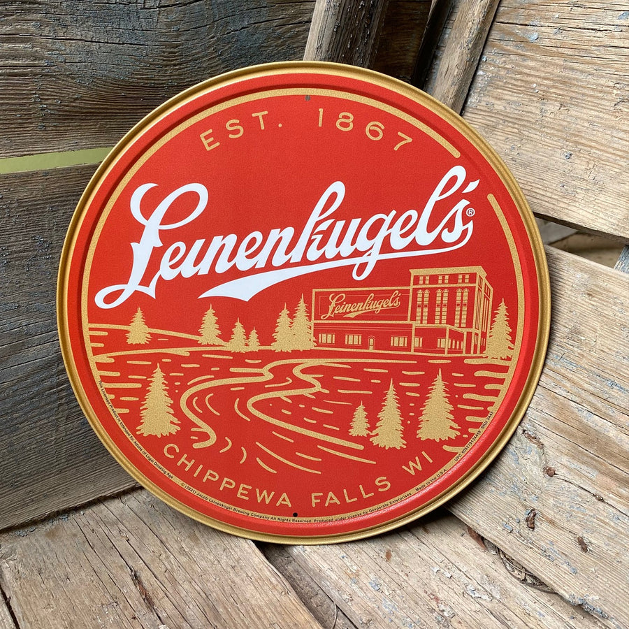 Leinenkugel's Round Logo Tin Tacker Metal Beer Sign