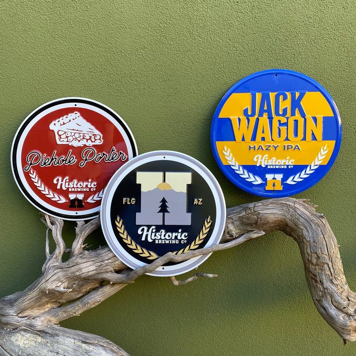 Set of 3 Historic Brewing Co Tin Tacker Metal Beer Signs