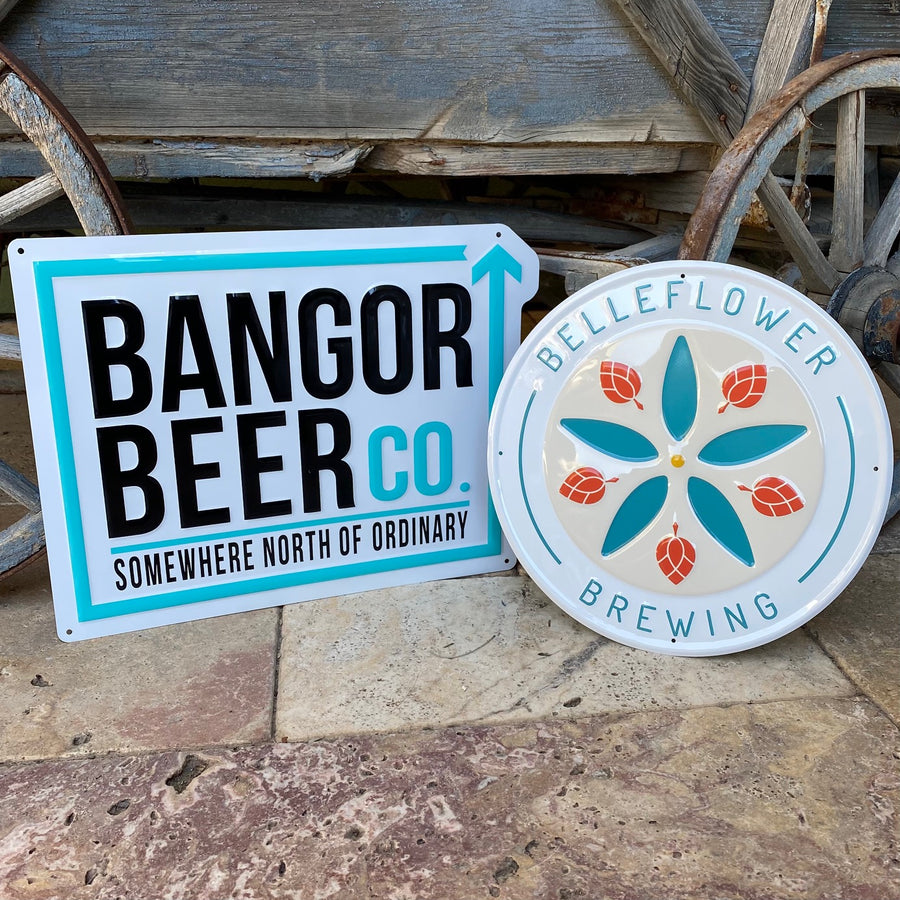 Set of 2 Maine Craft Beer Signs Tin Tackers