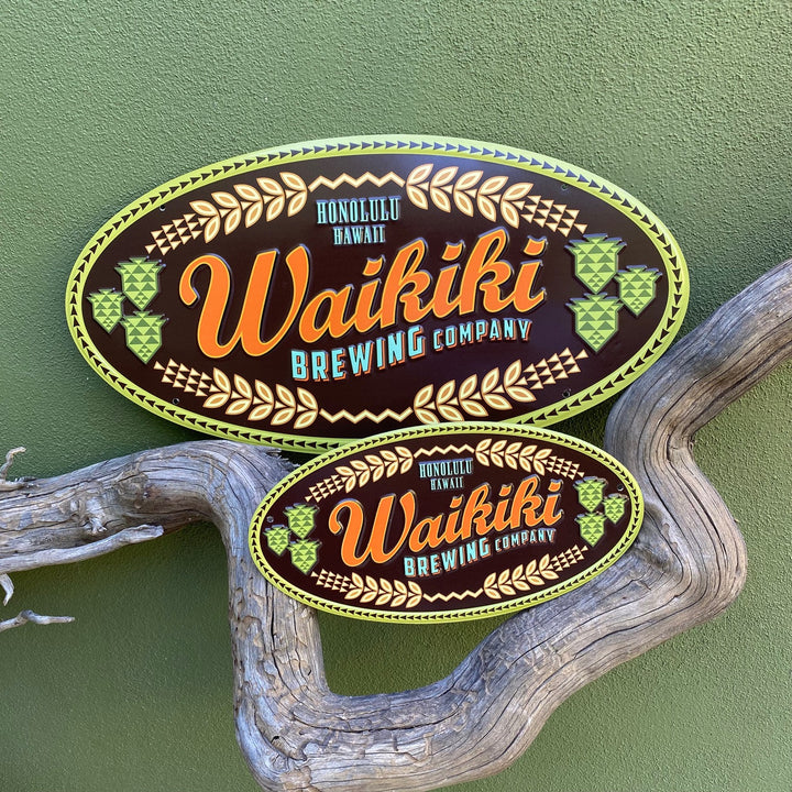 Waikiki Brewing Co Large Logo Tin Tacker Metal Beer Sign