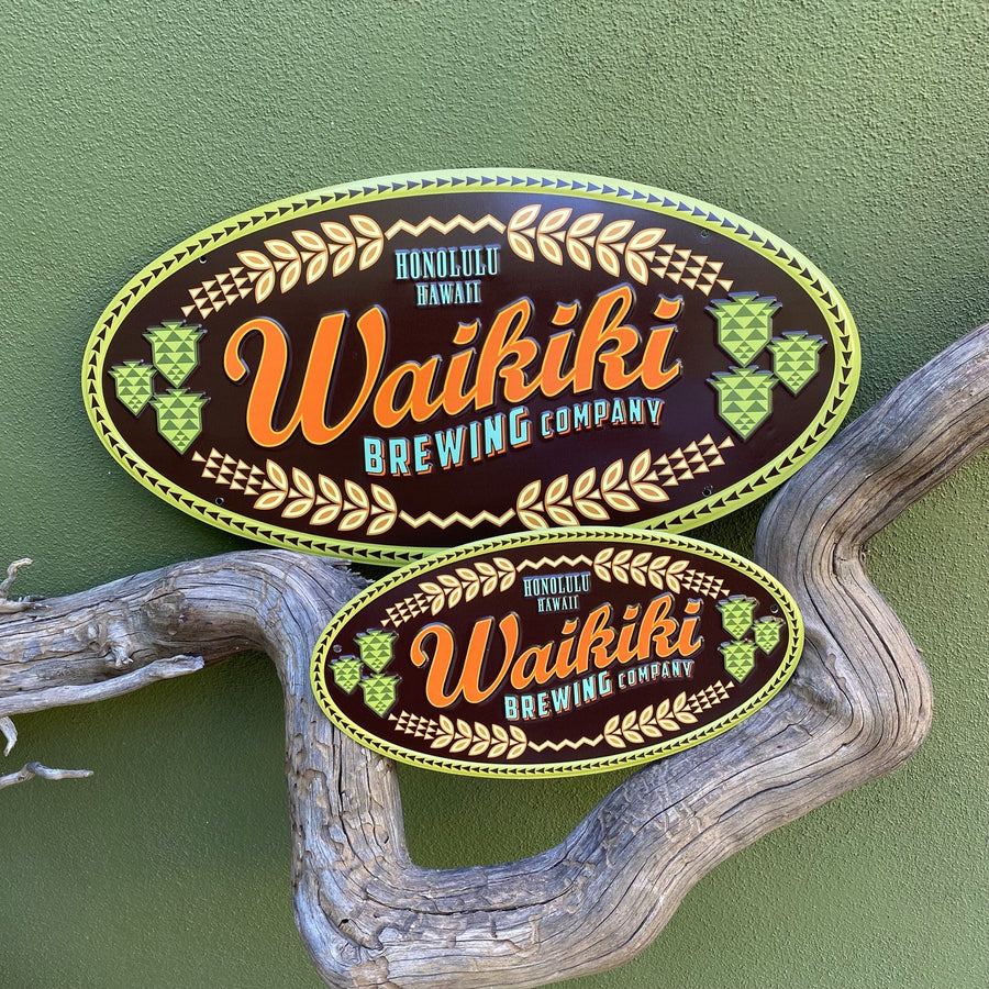 Waikiki Brewing Co Small Logo Tin Tacker Metal Beer Sign