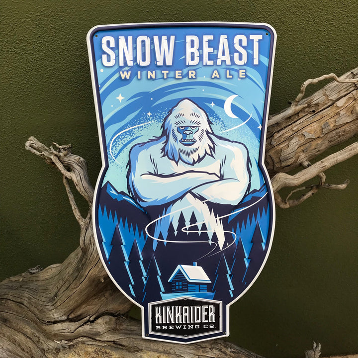 Kinkaider Brewing Co Snow Beast Winter Ale Tin Tacker Metal Beer Sign