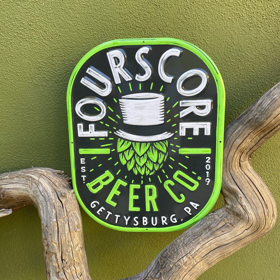 Fourscore Beer Co Gettysburg Tin Tacker Metal Beer Sign