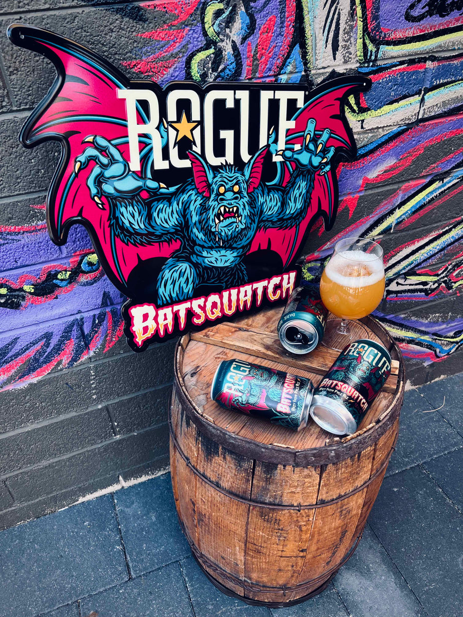 Rogue Ales Batsquatch Tin Tacker Metal Beer Sign