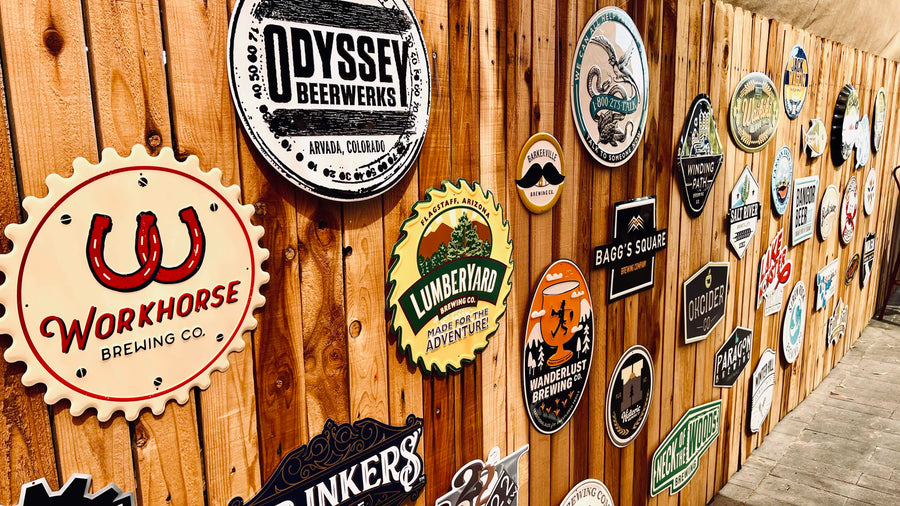 Odyssey Beerwerks Logo Tin Tacker Metal Beer Sign